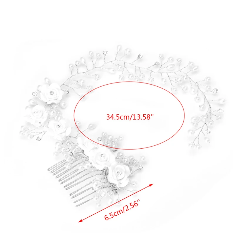 Свадебные цветы искусственный жемчуг Свадьба Диадема для девушки цветочный головной Венок повязка для волос расческа