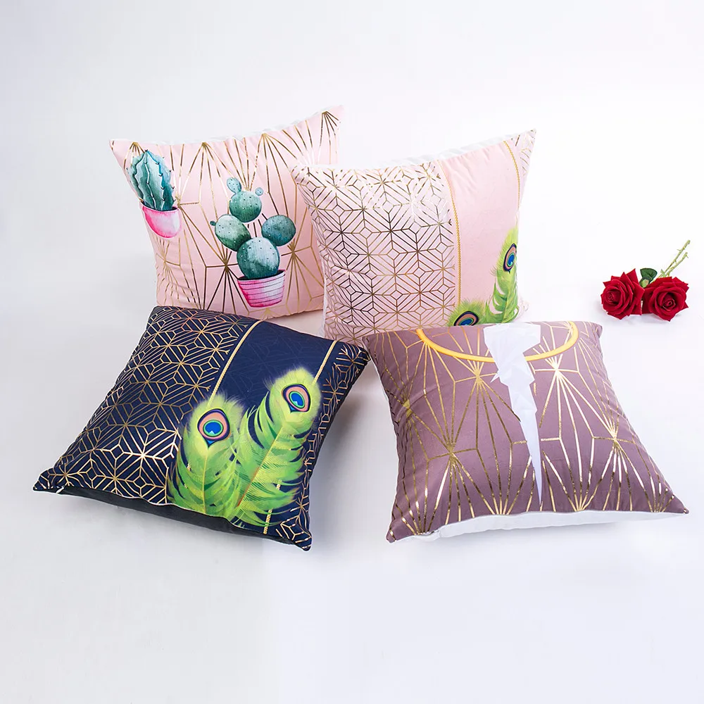 2018 New Fashion Gold Foil Printing Pillow Case Waist Throw Cushion