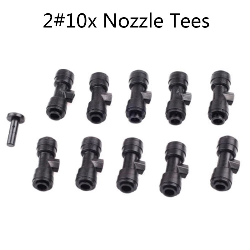

1/4 Slip-Lok Tees Water Hose 10/24 UNC Misting Nozzles Kit Yard For Cool System