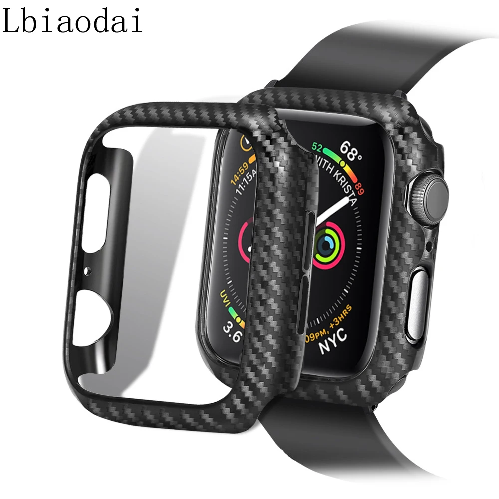 

CRESTED Cover For Apple Watch band case 4 42mm 38mm iwatch 3 44mm 40mm Protective Bumper Frame Carbon watch Accessories 3 2 1