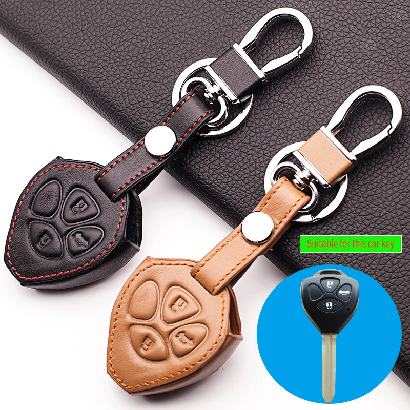 

2017 Fashion men high quality Genuine Leather Car key cover Skin case Fit for Toyota 3 buttons remote protect shell starline a93