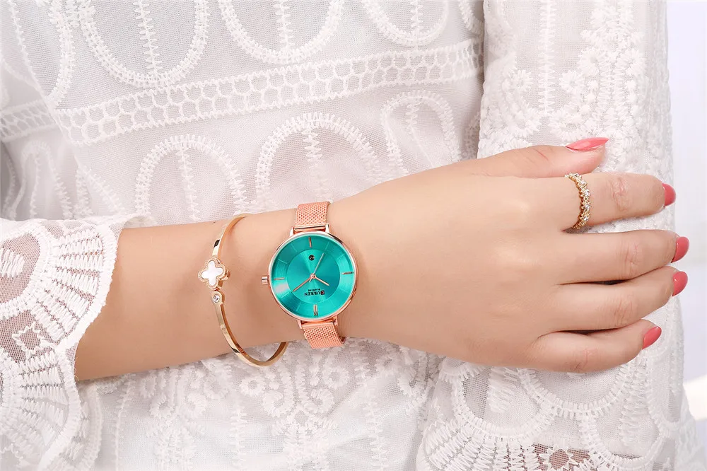 Женские часы с датой Модные Новые аналоговые кварцевые наручные часы CURREN женские часы простые стальные сетчатые часы relogios feminino