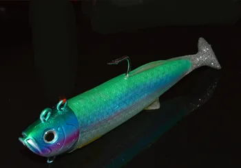 

Deep sea Big Fishing Blue soft Replica Fish Lure Baits T tail 26cm/440g Free shipping