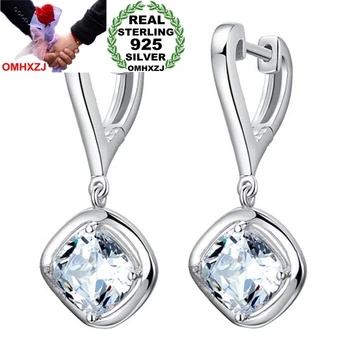 

OMHXZJ WHOLESALE jewelry Pure manual AAA zircon drill Love rubik's cube 925 sterling silver Water Drops pendants Earrings YS94