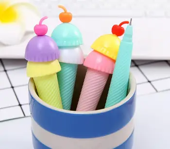 

korea ice cream design gel Pen Ink Pen School prize Office writing Supply kawaii student Stationery black needle pen 48pc/lot