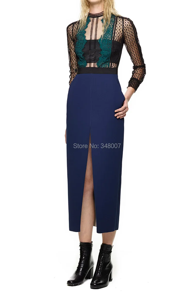 self portrait lace trimmed pencil dress