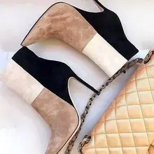 Наименование; женские ботильоны на высоком каблуке в стиле пэчворк с острым носком; туфли-лодочки на шпильке контрастного цвета; свадебные модельные туфли