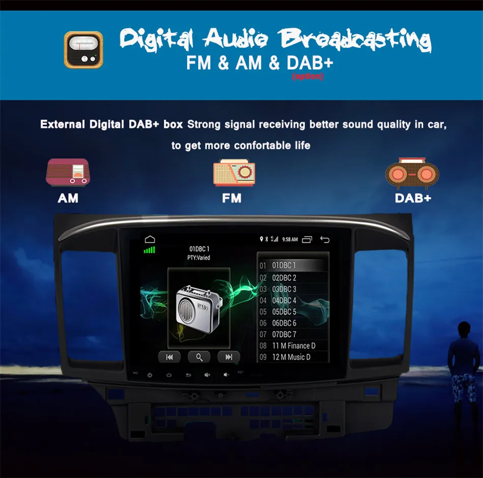 

10.2" Android 9.0 Octa Core 64G+4G Car DVD GPS player for Mitsubishi Lancer 10 EVO Stereo Auto Radio Head unit 2008- USB DAB SWC