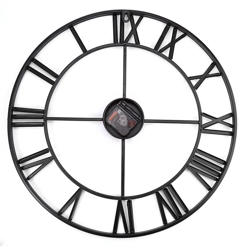 18,5 дюймов большие 3D железные декоративные настенные часы Ретро Большой художественный механизм римские цифры дизайн часы на стену