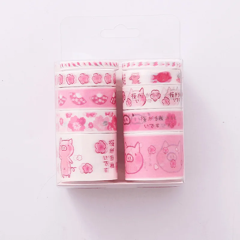 

10 pcs/box Pink Pig Washi Tape Set Decoration Sticker Scrapbooking Diary Adhesive Masking Tape stationery school supply