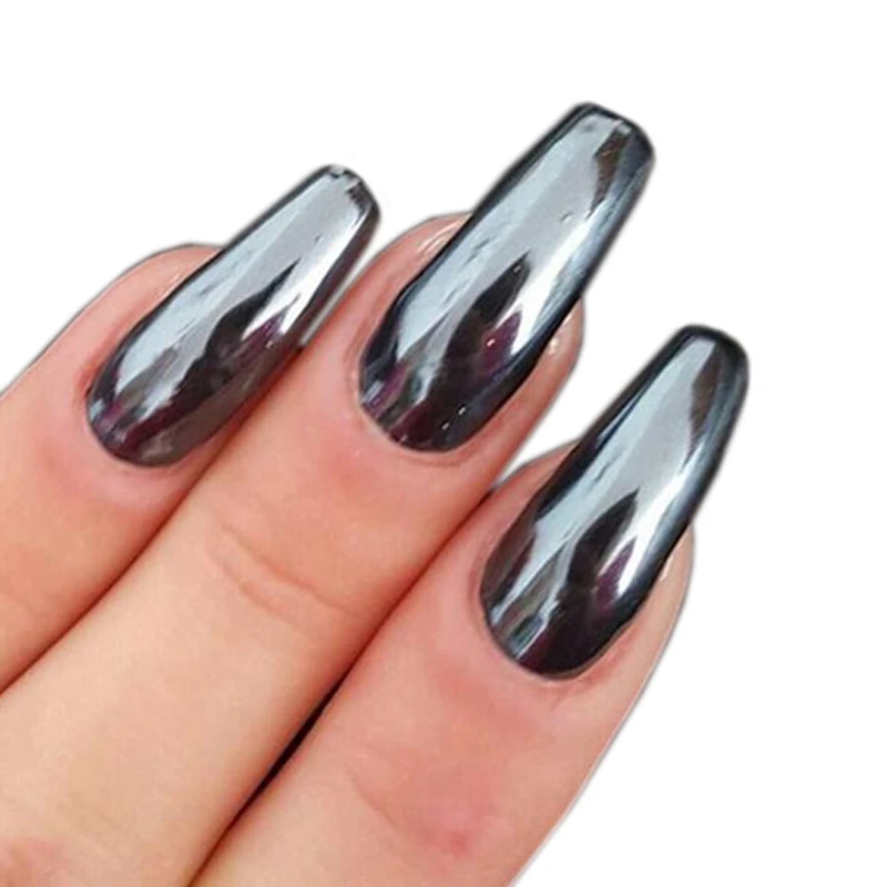 Mirror Effect Nail Glitter Powder Dust Chrome Pigment Shiny Black Details