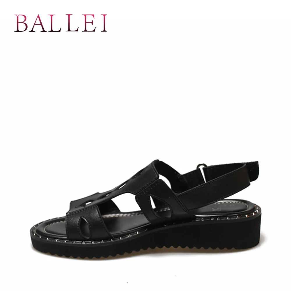 BALLEI/роскошные женские босоножки ручной работы; Высококачественная модная обувь из натуральной кожи с ремешком сзади; мягкая обувь на толстом каблуке; классическая обувь; S100
