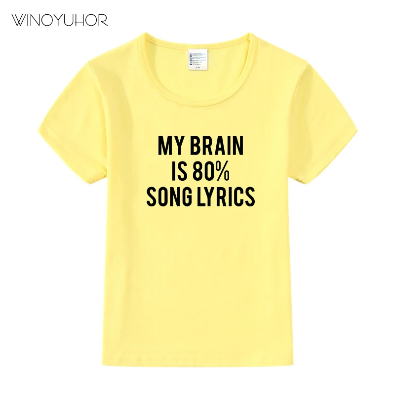 My Brain Is/80% Забавные футболки с надписью «песня» детские летние футболки с короткими рукавами, топы, детская повседневная одежда для мальчиков и девочек