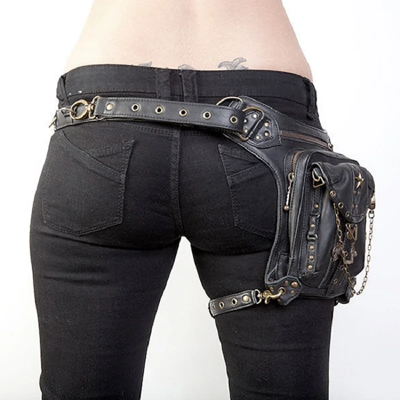 UK Women Waist Leg Hip Holster Cyberpunk Coin Pouch Belt Steampunk Bag Purse 