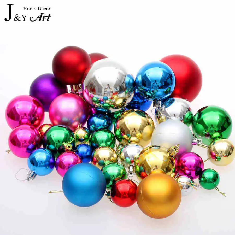 

36 pcs/lot Mixing color Christmas Ornament for Christmas Tree Decor Ball Bauble Hanging Xmas Party Ornament decorations JY-326