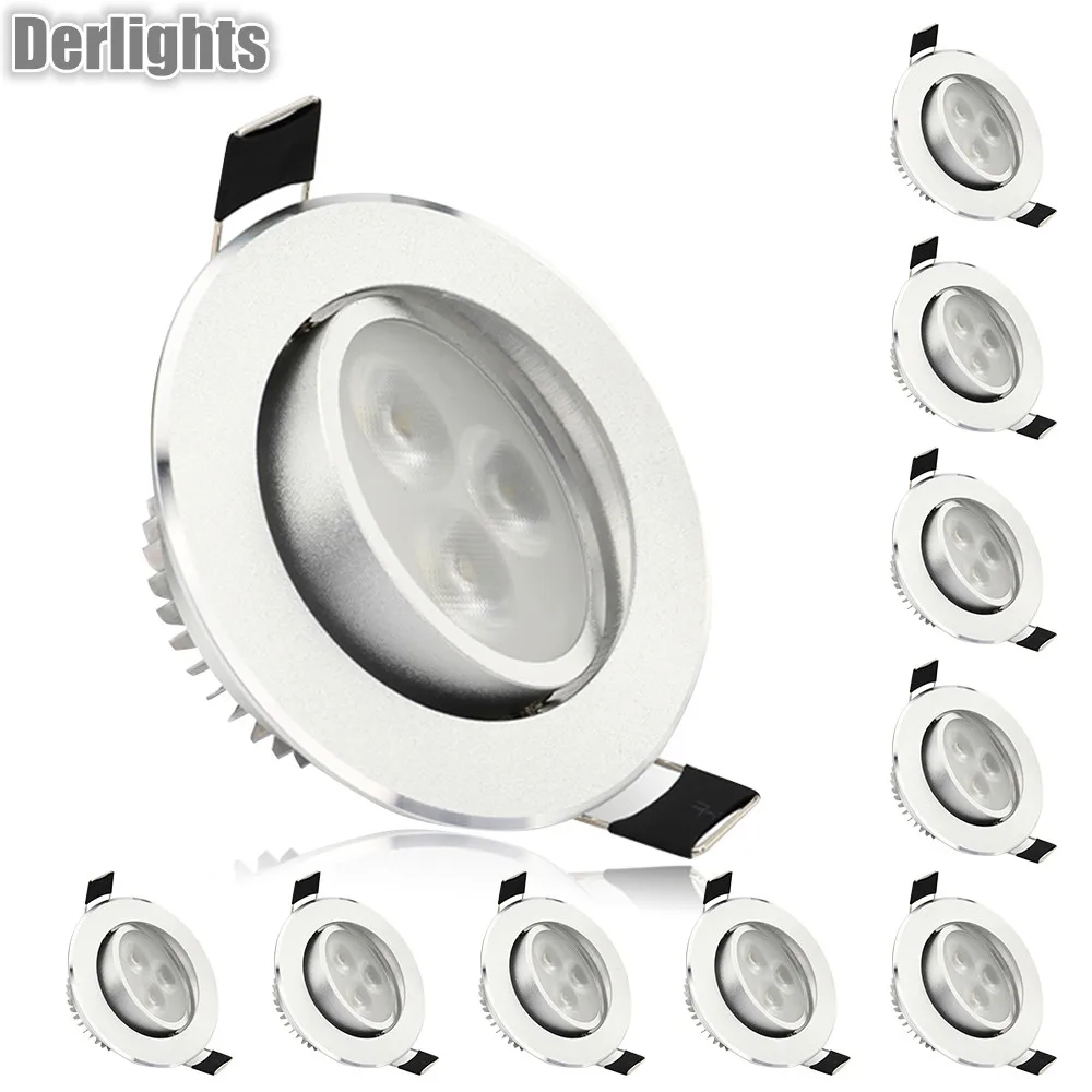 

10PCS 3W LED Ceiling Light AC85-265V Spot Lamp dimmable Downlights Recessed Ceiling Lamp Decoration Office Home Fixture