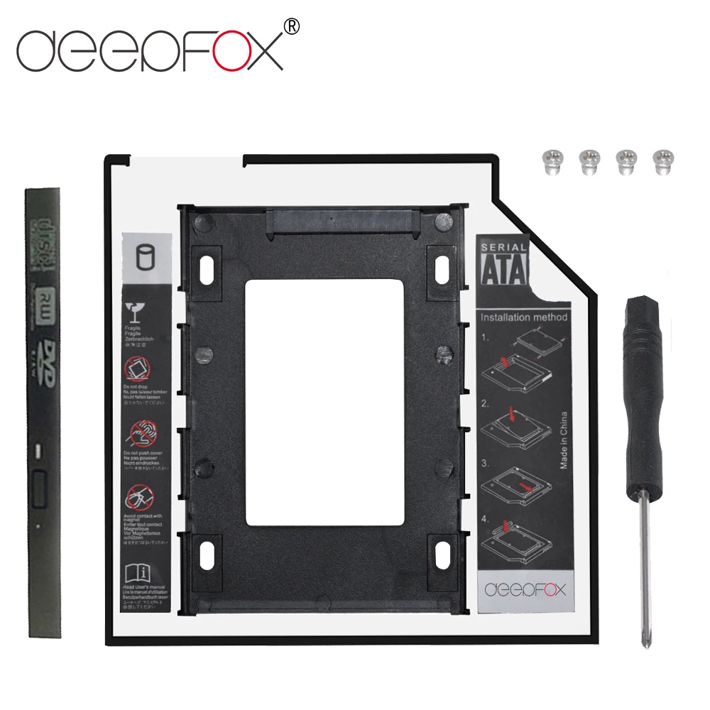 

DeepFox 10PCS 2nd HDD Case Caddy 12.7mm 2.5" SATA 3.0 SSD Hard Drive Enclosure for Laptop CD-ROM DVD ROM Optibay