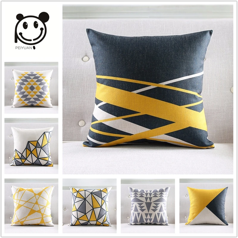 PEIYUAN Nordic Style Cushion Cover Gray Yellow Decorative Pillows Unique Gray And Yellow Decorative Pillows PEIYUAN Nordic Style Cushion Cover Gray Yellow Decorative Pillows Unique Gray And Yellow Decorative Pillows