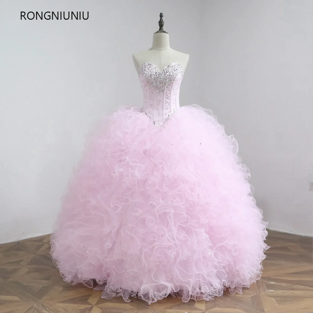 

2019 New Pink Green Quinceanera Dresses Tulle Vestidos De 15 Anos Sweet 16 Dresses Debutante Gowns Dress For 15 Years