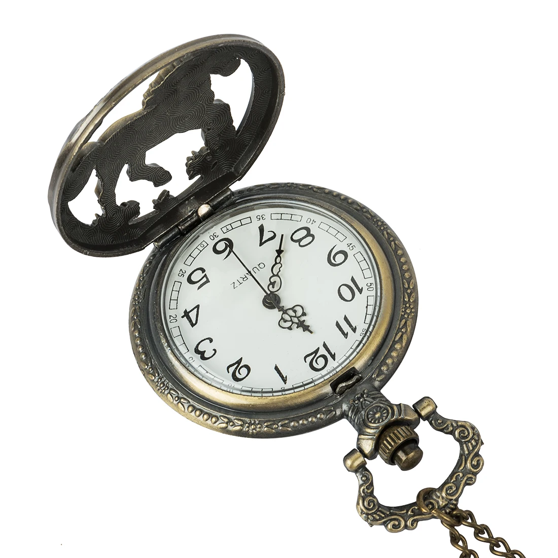 

For Men Women Bronze Hollow Horse Case Design Mechanical Pocket Watch With Necklace Chain Pendant Jewelry Gift