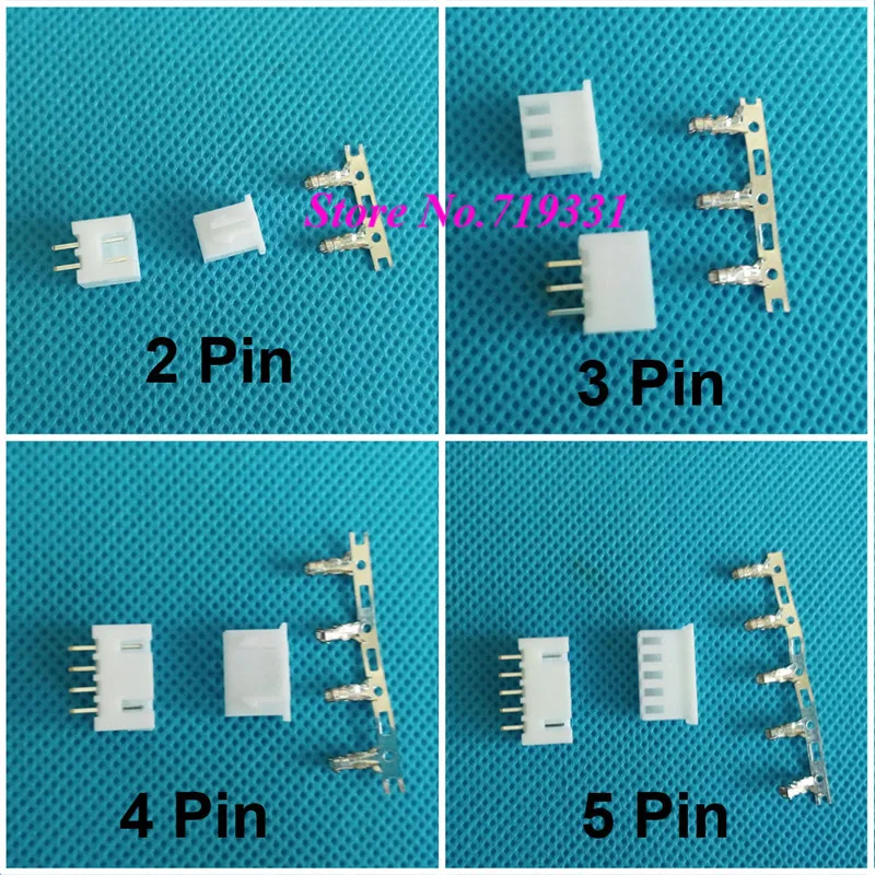 

50 kits XH 2.54mm 2/3/4/5/6/7/8/9/10pin JST Connector plug Male, Female, Crimps DIP 3P