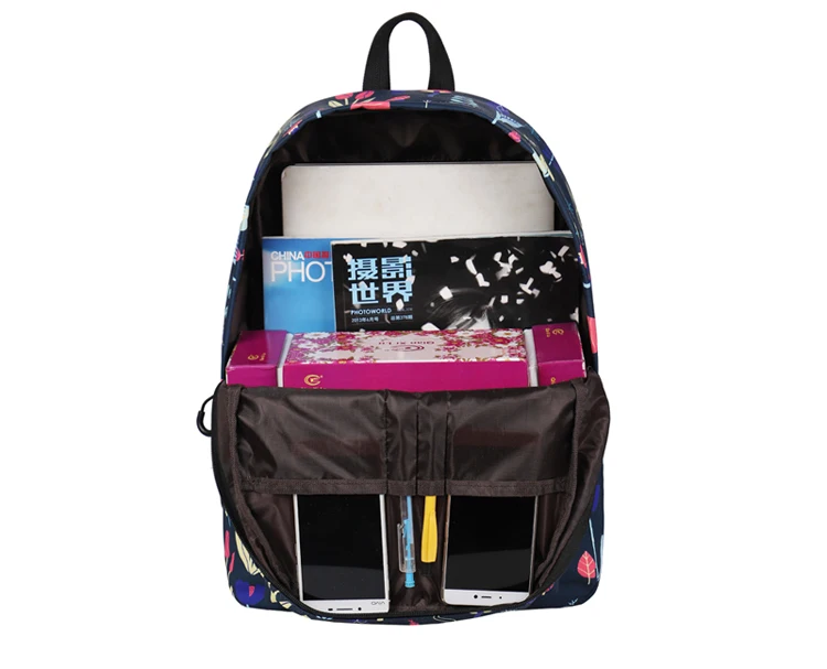 WINNER Flower Mushroom Print Black Backpack School Bags For Teenage Girls Water Repellent Fabric Bolsa Feminina 2019 (4)