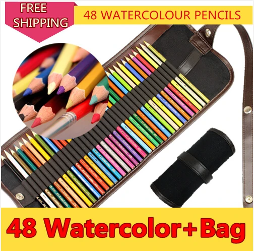 

24/36/48/72 Colors Watercolour Pencil/ Watercolor Water Solutable Drawing Pencils Non-toxic Set Uni Colored Pencil Case Bag