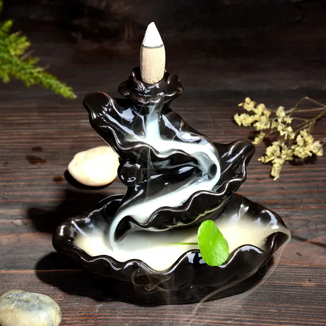 Fall into Place Backflow Incense Burner Black Tea Pets Cone Censer Good