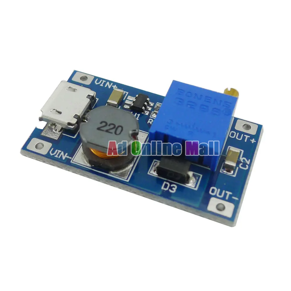 

DC-DC 2A Booster Board Step-up Module Input 2/24V to 5/9/12/28V Replace XL6009