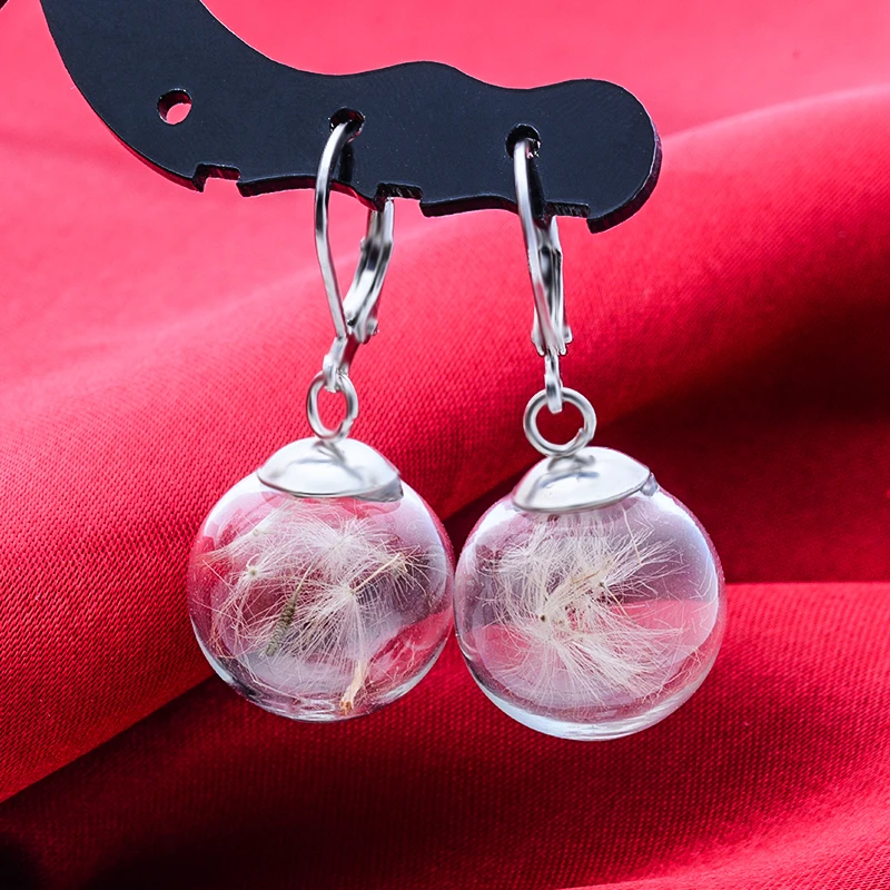 

QCOOLJLY Glass Bottle with Real Plant Seeds Drop Earrings for Women DIY Handmade drop dangle earring Plant Seeds Inside