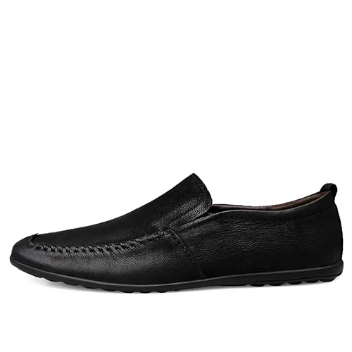 JUNJARM/ г. модные брендовые мужские лоферы повседневная мужская обувь из коровьей кожи мужские слипоны из натуральной кожи мужская обувь на плоской подошве 38-47 - Цвет: Black