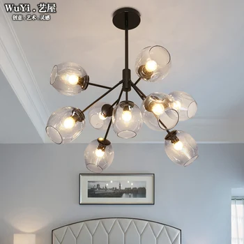 

loft industrial Beanstalk creative minimalist Nordic Iron Art glass ball pendant light living room restaurant pendant lamp