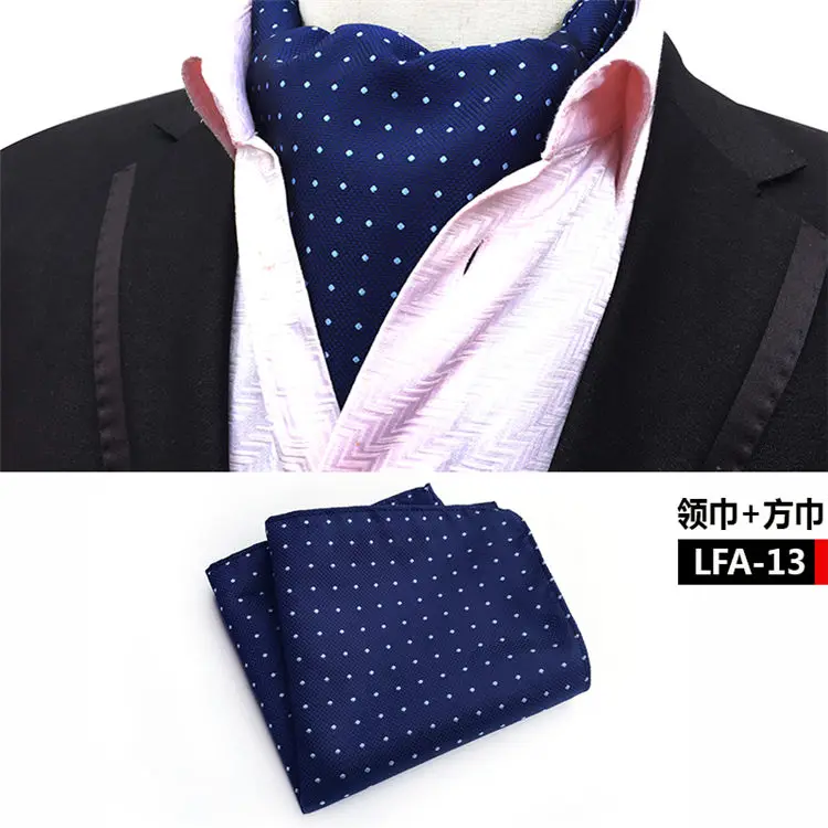 2 Pcs/Set Men Formal Scarf Set Black with White Polka Dots Scarves Handkerchief Sets to Match Suits hair scarf for men Scarves