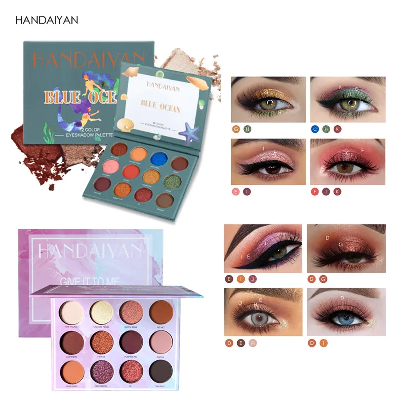 

HANDAIYAN 12 Color Matte Eyeshadow Pallete Waterproof Shimmer Makeup Pallete paleta de sombra maquillage facial girl's gift