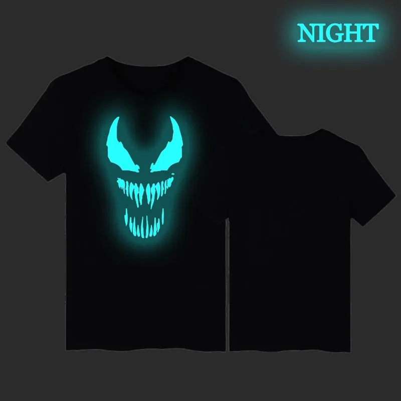 

Venom Luminous T Shirt Summer Casual Short Sleeve O-neck Cotton Tops Men Women Superhero Tee Shirts Streetwear T-shirt