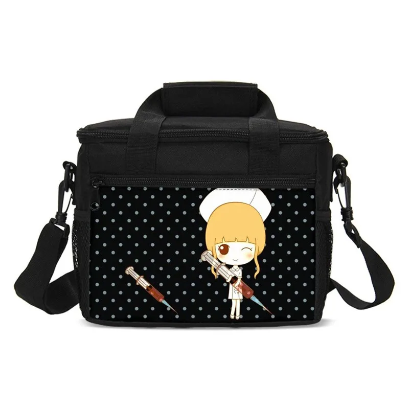 Bolsas de Moda dos Desenhos Bolsa de Gelo Bolsa de Ombro Unisex Pequeno Almoço Animados Bonito Enfermeira Menina Impresso Isolado Térmico Piquenique Lancheira Bolsas
