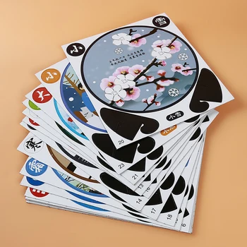 

DIY Stickers Toys Solar Terms Stickers Set Handmade Creative Non-woven+paper Poetry Decals Home Decoration Ornaments Kids Toys