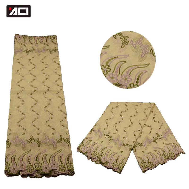 

ACI Promotion African Fabric Soft Embroidery Bazin Riche 5Yards African Lace Fabric Guinea Brocade Damask Jacquard Shadda Fabric