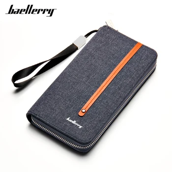 

Baellerry Fashion New Men's Canvas Wallets Long Zipper Vintage Business Casual Multi-Bits Credit Card Position Hand Strap Wallet