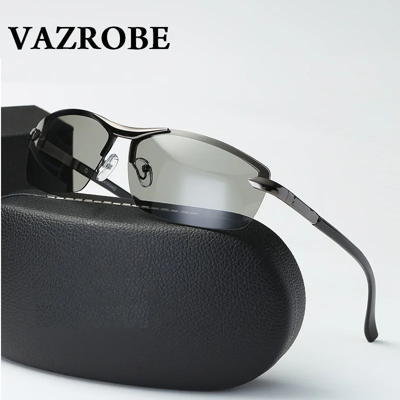 

Vazrobe Brand (10s Change Color) Photochromic Sunglasses Polarized Men Driver's Glasses Chameleon Goggles for Driving Large Man