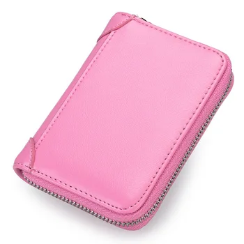 

Fashion Zipper Rfid Card Holder Cow Leather Cardholder Case Men Women Mini Pocket Card Bag Pouch Business Travel Card Wallet