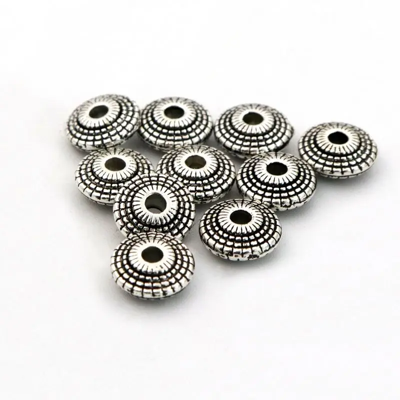 

50pcs Antique Silver UFO Metal Spacer Loose Beads For Jewelry Finding Bracelet Necklace Handmade Jewelry DIY Accessories