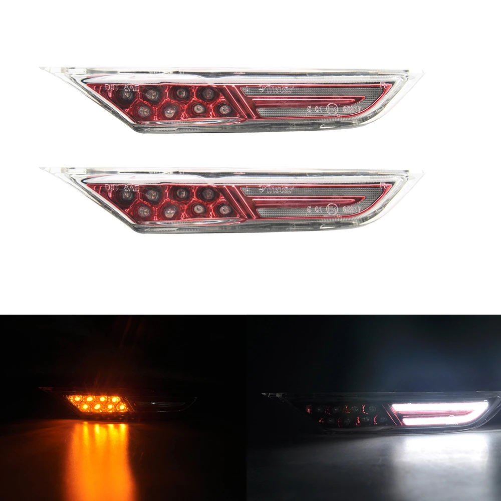 Pair LED Side Marker Lights Turn Signal Amber Indicator Clear Re Lens