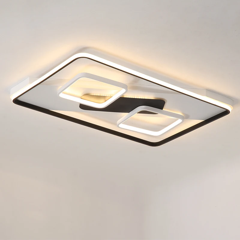 

Wooights Lustre Aluminum Wave LED Ceiling Lights Lamp for Living room Bedroom Rectangle led Ceiling lamp with remote control