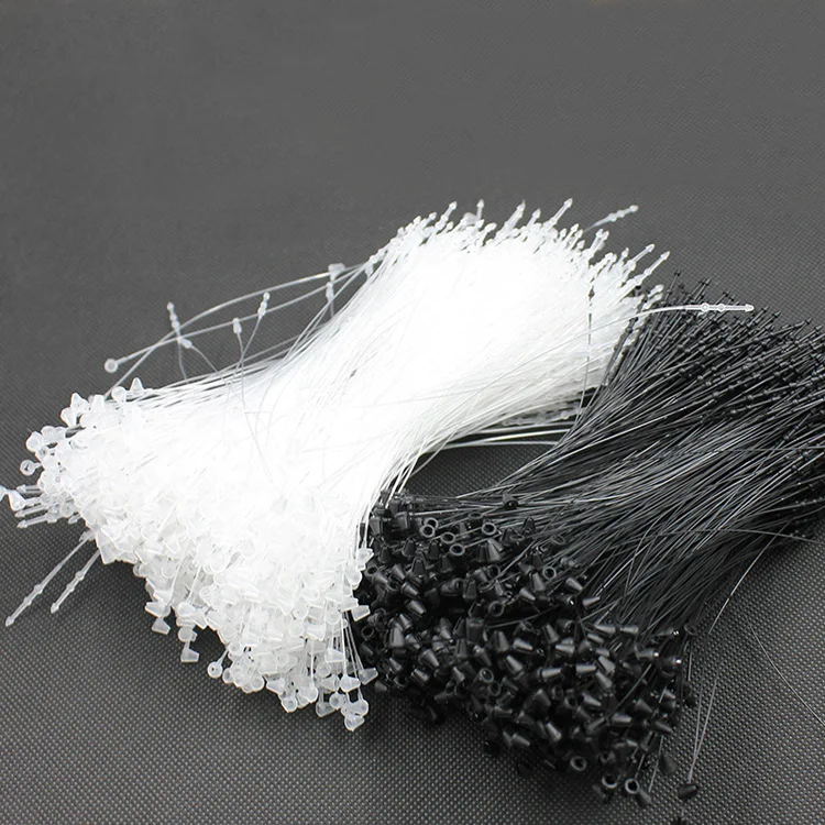 

100pcs Black Plastic Pin Garment Clothes Price label Tag holder loop pin lock pins sting tag snap fastener rope Buckles Hooks