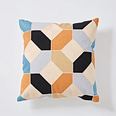 Домашний декор вышитая наволочка для подушки красочные треугольные блоки геометрические холщовые хлопковые квадратные наволочка с вышивкой 45x45 см - Цвет: C