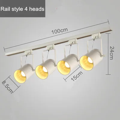 Современный светодиодный потолочный светильник COB, Железный белый Потолочный светильник, светильник для одежды, Точечный светильник, ретро рельсовый светильник, кухонная лампа - Цвет корпуса: 4 heads without pole