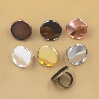 

Multi-color Plated Rings Settings with Round Smooth Bezel 20mm 25mm Resin Cabochons Bases Blanks Adjustable Ring Findings DIY