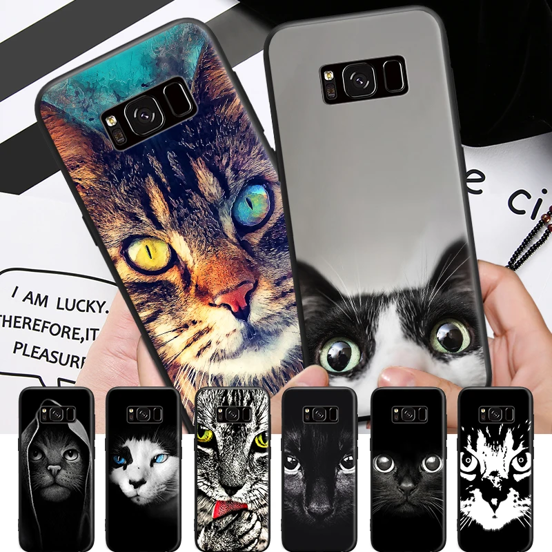 Amusing Cool Staring black cat Pattern For Samsung Galaxy A3 A5 A8 J3 J5 J7 Hard Phone Case | Мобильные телефоны и