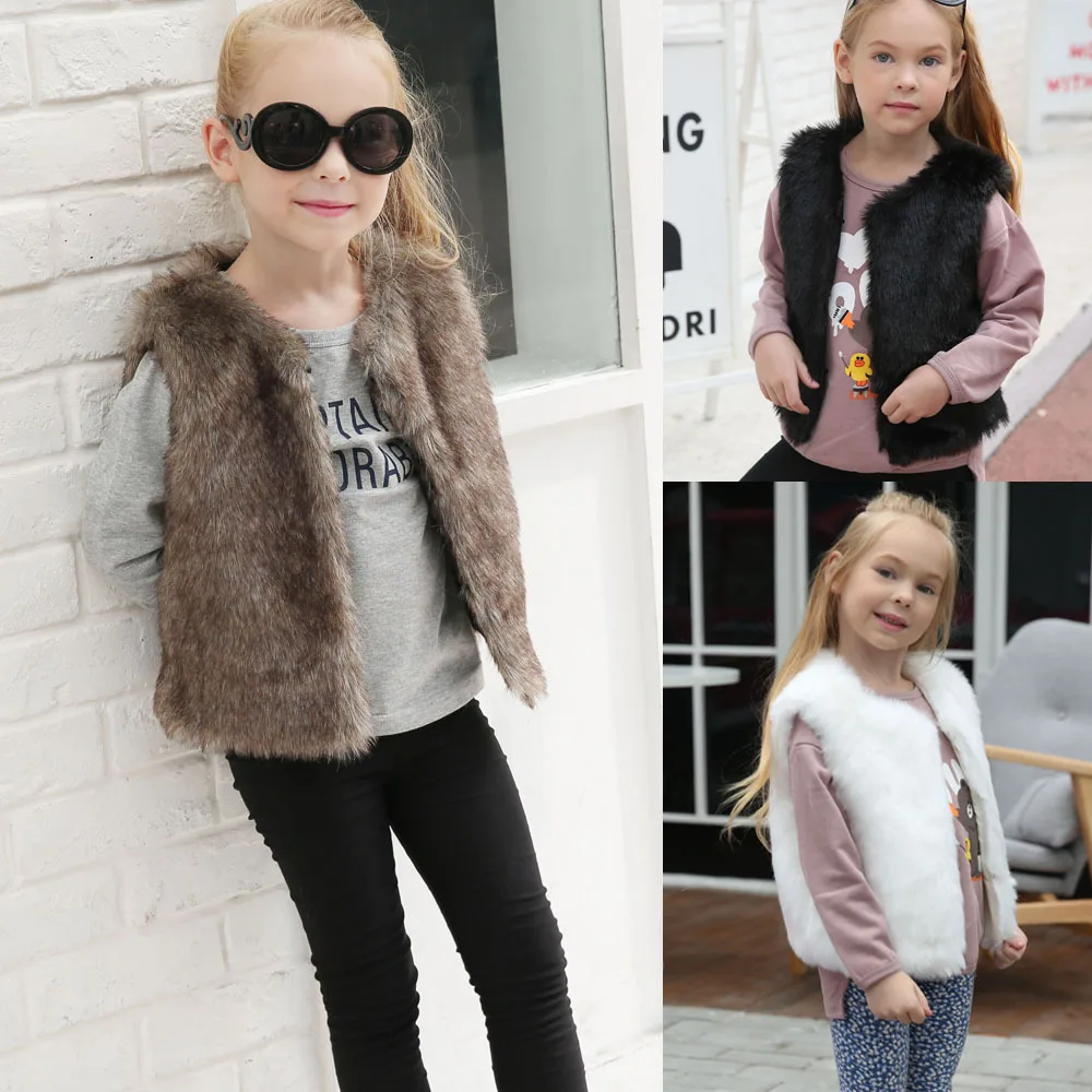 T0810 Europe and America fashion children Faux Fur Coat imitation fur Jacket Boys &Girls Waistcoat Faux Fur Vest